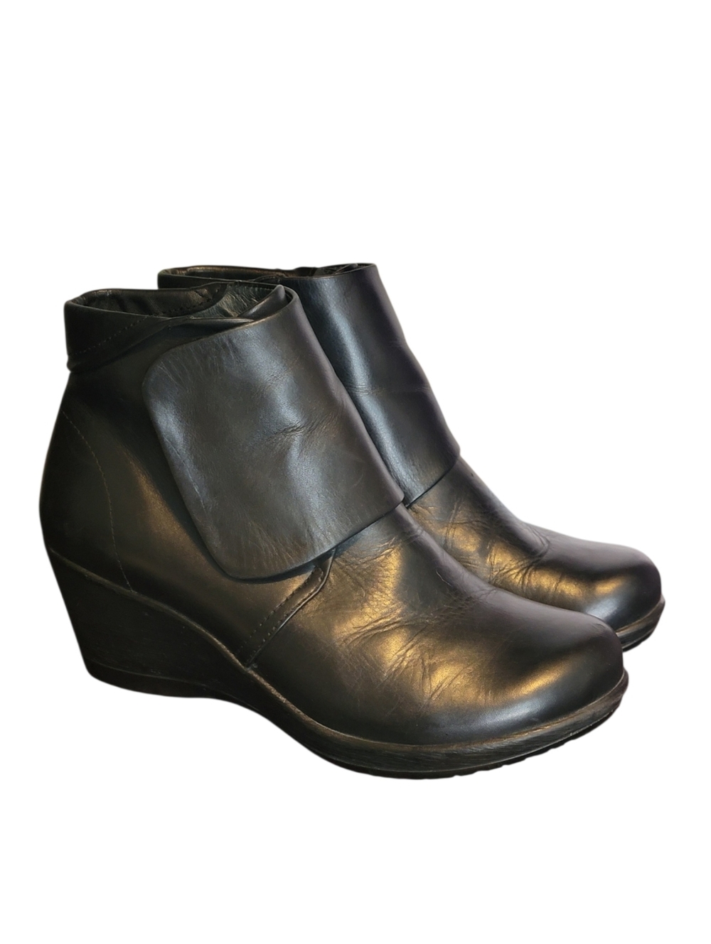 Dansko Romy Napa Black Wedge Booties Size EUR 38 US 7.5-8